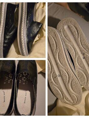 Bernie Mev Black Perforated Slip On Shoes EU 40 Metallic Platform Comfort